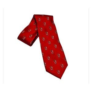 Red Christmas Tie with Mini Santa Claus Pattern Holiday Novelty Necktie